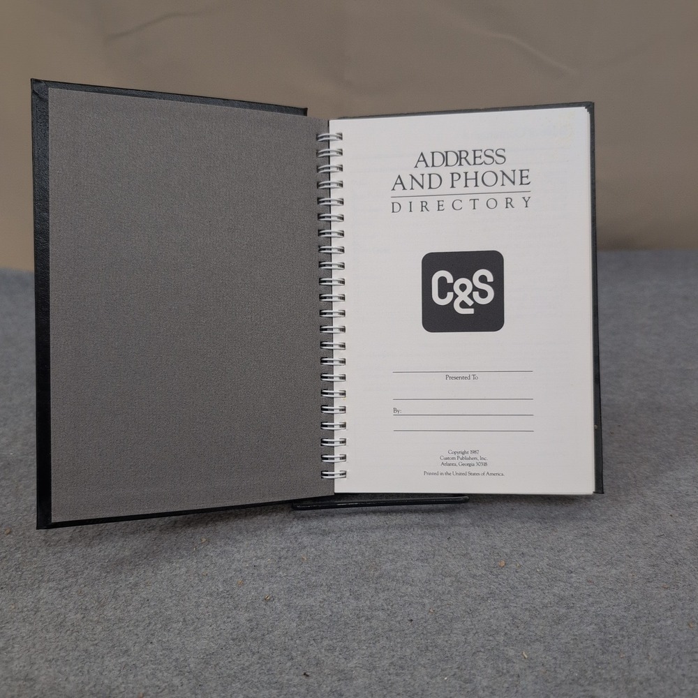 Vintage 1987 C&S Address and Phone Directory Black Hardcover Spiral Organizer - Picture 2 of 3